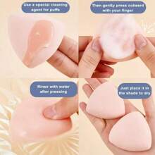 2Pcs Powder Puff Super Soft Dual-Use Black Pineapple Puff Makeup Application With Double-Sided Powder Puff 2pcs Wet/Dry Foundation - Black - View 8