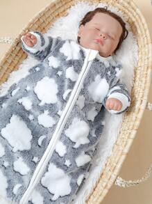 momscare Sacco nanna invernale per bebè imbottito, con cerniera, soffice, unisex, 1 pezzo, tema amore di San Valentino - Bianco e nero - Visualizzare 2