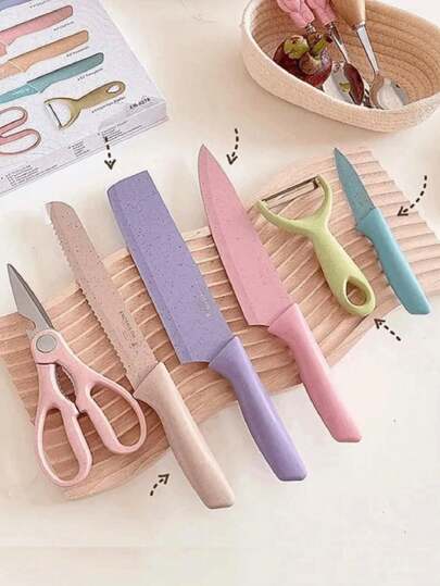 Juego de 6 cuchillos de cocina de acero inoxidable, Juego de 6 cuchillos de cocina de acero inoxidable, Cuchillos económicos, Oferta del