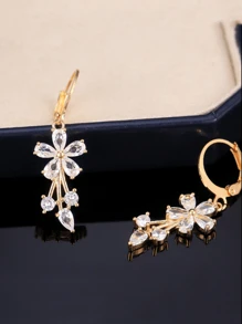 方晶锆石花朵耳坠 情人节、妈妈、母亲、母亲节、礼物 - 彩色 - 查看 5