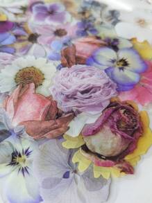 1包/40張新鮮花卉和葉子花瓣設計裝飾貼紙,適用於日記剪貼簿 - 彩色 - 查看 8