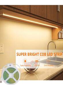 觸摸感應cob Led燈條,5v Usb 320 Led/m,白色/暖白色,高密度柔性帶,ra90 Fcob Led燈條,適用於家庭臥室客廳 - 暖白光 - 查看 4