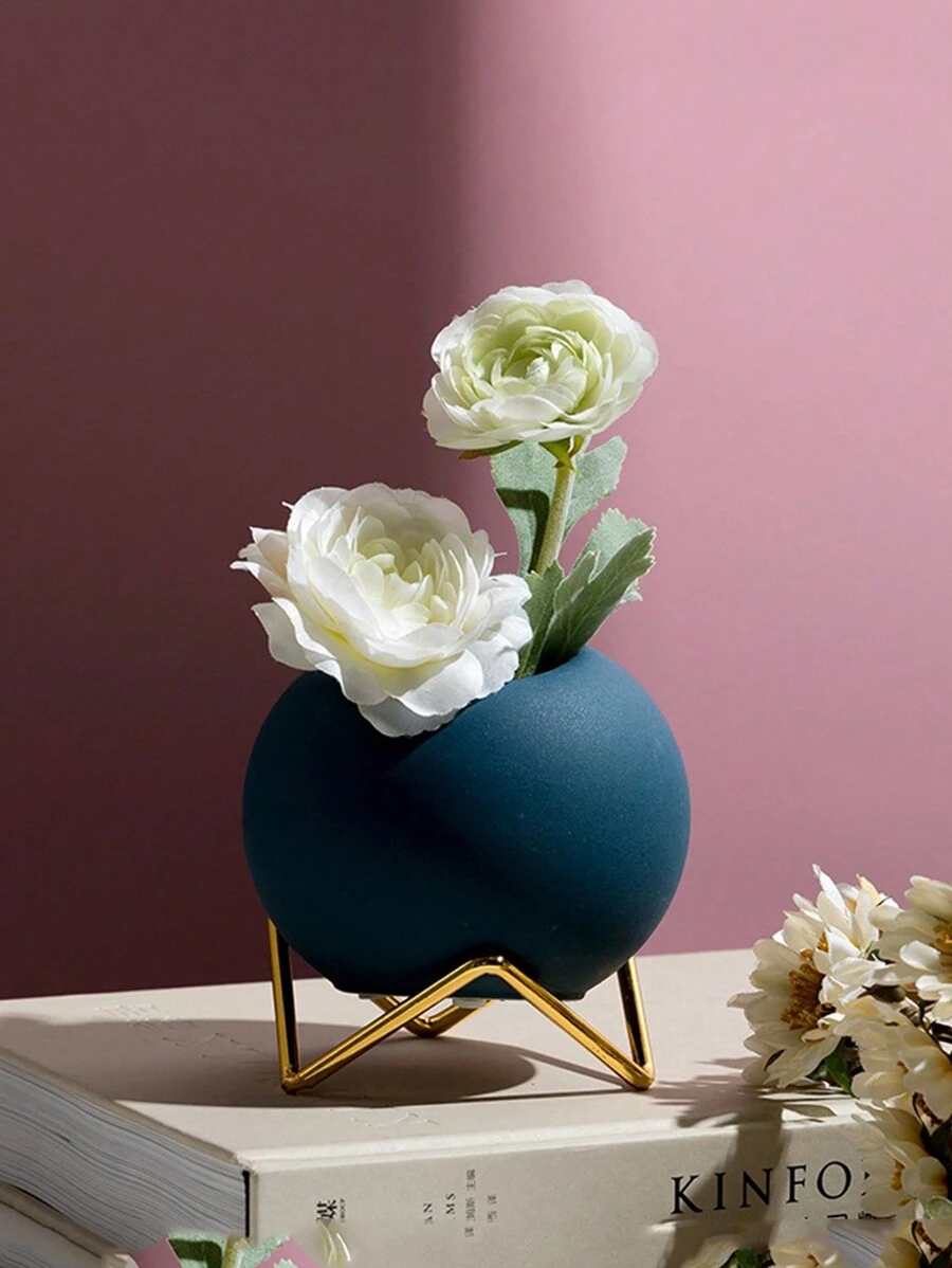 1個創意小花瓶,北歐風格家居裝飾,適用於奢華客廳、臥室、酒櫃、辦公桌、大廳、現代裝飾 - 藍色 - 查看 1
