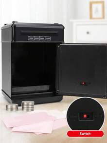 Automatic Roll Money Password Money Box, Atm Money Box, Mini Safe, Creative Saving Bank Toy, Festival Gift - Black - View 3