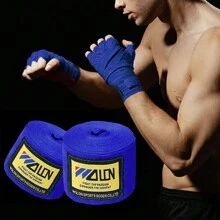 男女適用拳擊手套包裝,3米/9.8英尺長腕帶,180英寸4.5米彈性拇指環帶-戰鬥手套腕部保護適用於武術沙袋訓練,跆拳道,泰拳和mma訓練手套的搭配 - 藍色 - 查看 1