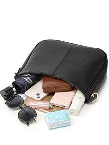 新款簡約時尚女士肩袋,歐美時尚女士流行的斜跨包 - 黑色 - 查看 5