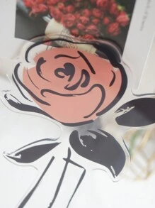 1pc Rose Message Standing Acrylic Note Holder Desktop Ornament Hand-Painted Illustration Learning Desktop Ornament High-Looking Acrylic Photo Holder Postcard Display Stand - Multicolor - View 4