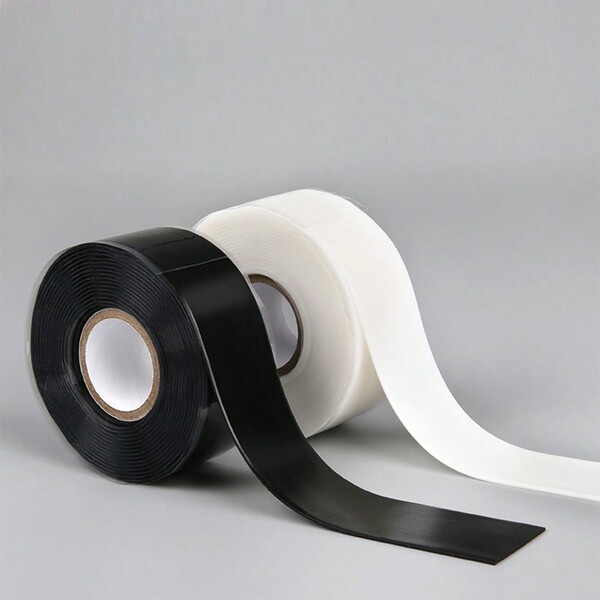 1 Roll 3 Meters Self-Adhesive Waterproof Tape, High Elasticity, Non-Breakable, Suitable For Heating Pipes, Hot Water Pipes, Cast Iron Pipes And Other Pipelines Without Water Shutoff Leakage, Strong Pressure Resistance, Silicone Rubber Material Can Self-Adhere And Self-Fuse, With Strong Insulation, Waterproofing, High Elasticity And Extensibility