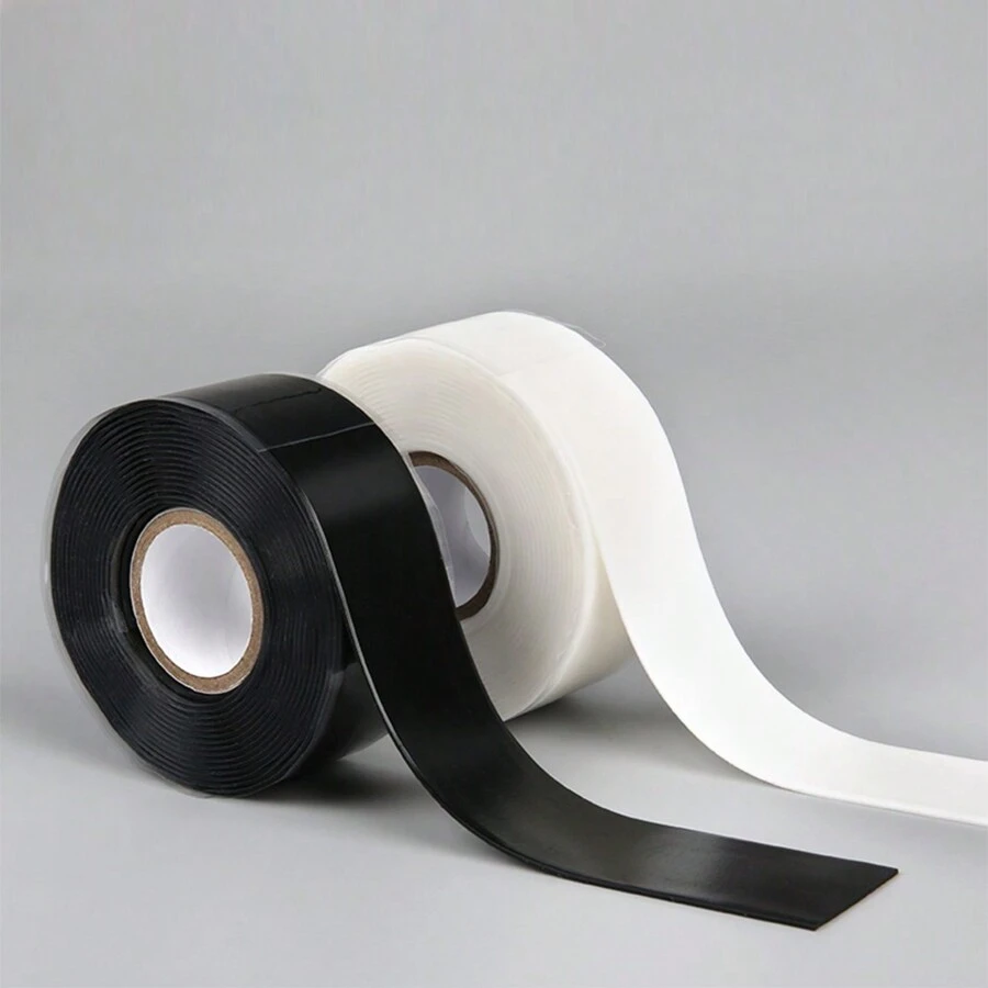 1 Roll 3 Meters Self-Adhesive Waterproof Tape, High Elasticity, Non-Breakable, Suitable For Heating Pipes, Hot Water Pipes, Cast Iron Pipes And Other Pipelines Without Water Shutoff Leakage, Strong Pressure Resistance, Silicone Rubber Material Can Self-Adhere And Self-Fuse, With Strong Insulation, Waterproofing, High Elasticity And Extensibility