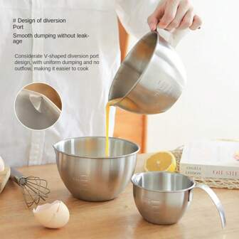 1 个搅拌碗，不锈钢，带手柄，23.67 盎司、13.53 盎司、8.45 盎司，带容量标识，搅拌鸡蛋和面粉，适用于家庭厨房、房车厨房、烘焙、搅拌、烹饪学校用品、圣诞礼物