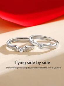 2入組創意可調節開口戒指,麥穗和鑽石裝飾 - 金黃色 - 查看 6