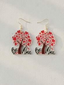 1 對情人節元素透明愛情樹壓克力吊墜耳環適合女士情侶派對 - 無色 - 查看 1