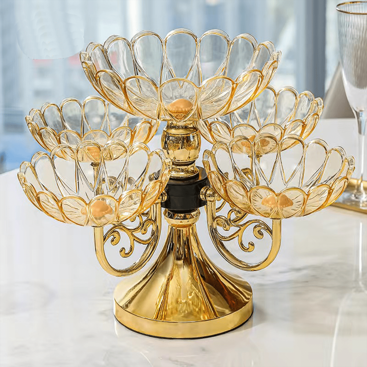 1pc Crystal Fruit Plate For Living Room, Modern Creative Coffee Table