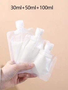 Bộ 3 túi nhựa trong suốt đựng mỹ phẩm, sữa tắm, dầu gội, kem dưỡng da, đồ dùng du lịch, bộ chai xách tay 30ml+50ml+100ml trang trí phòng tắm gia đình mùa hè - Trong sáng - Xem 1