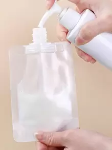 Bộ 3 túi nhựa trong suốt đựng mỹ phẩm, sữa tắm, dầu gội, kem dưỡng da, đồ dùng du lịch, bộ chai xách tay 30ml+50ml+100ml trang trí phòng tắm gia đình mùa hè - Trong sáng - Xem 4