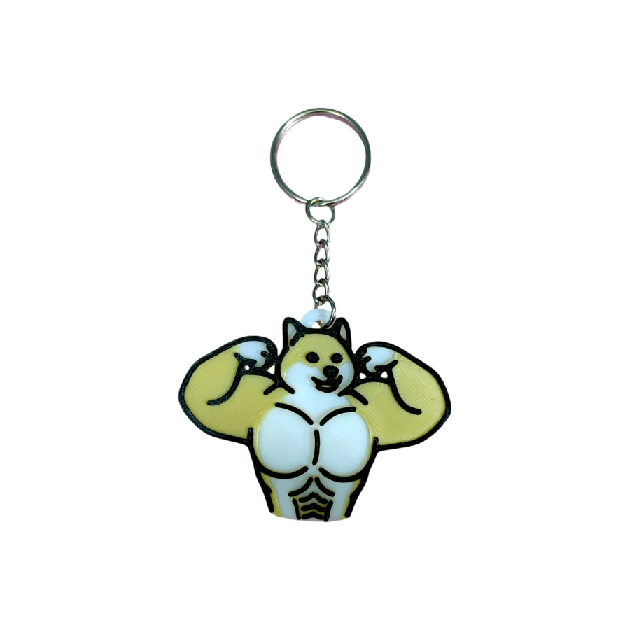 Llavero Meme Cheems Perro Gym Musculoso Sin Amsieda - Beis - Ver 1