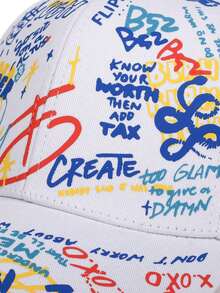 1pc Men's Graffiti Letters Baseball Cap, Outdoor Adjustable Sun Hat For Spring And Autumn - Multicolor - View 5