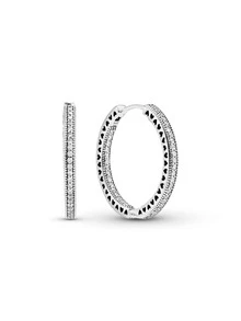 1 Par de Pendientes Colgantes de Aro con Corazones e Hilera en Microcristal con Diamante Fantasía Cristal Piedra Para Dama Niña Mujer Casual Moda De Temporada Elegante Aretes Arracadas Broquel - Plateado - Ver 3