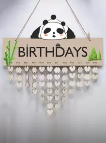 1入組木製可愛熊貓造型日曆裝飾與掛繩,適用於生日派對,家居,手工藝品掛飾 - 貓熊 - 查看 1