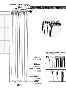 1pc Golden Leaf Pattern Voile Curtain, Farmhouse Style Polyester Embroidered Sheer Panel For Living Room Bedroom Windows & Doors, Party Decor - Multicolor - View 2