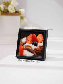 1入組4英寸方型鋁框現代簡約海報,適用於家居裝飾展示 - 黑色 - 查看 2