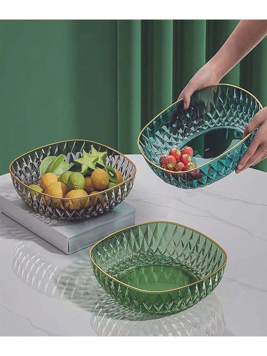 1pc Premium Fruit Plate, Household Living Room Coffee Table Fruit Tray, 2023 New High-Grade Fruit Bowl With Highly Attractive, Snack Set - Transparent Green - View 1