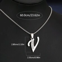 1 Stück Bestseller 26 Englische Buchstaben Halskette, modischer Kristall-Zirkonia Buchstaben Anhänger Halskette, Titan-Stahl Schlüsselbein-Kette für Geburtstag, Feiertag Geschenk, Unisex, Größe 60cm/70cm, großer Buchstaben-Halskette für Herren/Damen/Paare, Alltagsmode