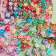 10 件/套可愛時尚時尚隨興風格甚錦樹脂圓形玻璃球裝飾品配件 - Random style-5pcs+5pcs - 查看 3