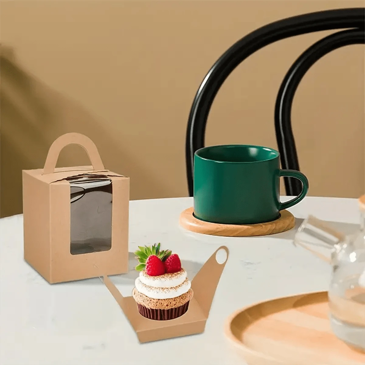 10pcs, Cupcake Boxes, Individual Cupcake Box Stand Containers With Windows And Handles, Bulk Bread Pastry Muffin Packaging Box, Gift Packaging Box - Gift Box (10 Pieces) - View 1