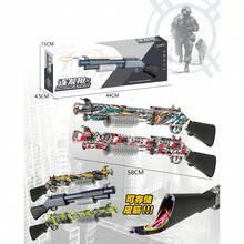 迷彩橡皮筋槍戶外手動連拍玩具槍,塑膠材質,槍長58厘米,霰彈槍模型,手動拉力裝彈,含約20根橡皮筋 - 迷彩黃 - 查看 3