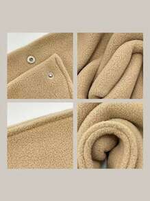 1 件冬季毛絨圍脖帶紐帶扣純色時尚保暖圍脖防風圍巾男士戶外騎行運動經典紐帶毛絨圍脖厚軟保暖無彈性頸套秋冬男女通用防寒裝飾圍巾純色抓絨冬季圍巾帶羈扣,加厚頸部保暖多功能圍巾 - 黑色 - 查看 3