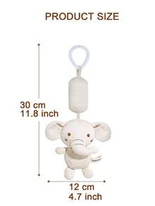 1只嬰兒卡通大象汽車掛風鈴玩具,帶有握力和聽覺訓練功能 - 米色 - 查看 3