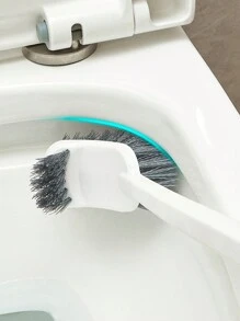 1pc Green Pp Long-Handle Toilet Brush With Suction Cup, Wall-Mounted Without Drilling, Double-Sided Bendable Head For Easy Cleaning Of Corners, Suitable For Toilets, Floor Drains, Bathroom Bathroom Decor Summer