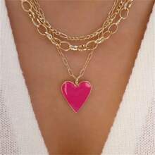 Vintage Color Heart Pendant Faux Pearl Necklace For Women Girls Fashion Gold Color Chain Choker Necklaces Valentines,Mom,Mother,Mother's Day,Gift