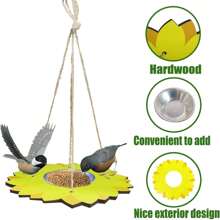 外掛式餵鳥器鋁合金托盤鳥浴平台餵鳥器碗用於吸引野鳥,餵鳥器托盤,鋁合金碗懸掛式種子平台可拆卸花園 - 黃色 - 查看 3