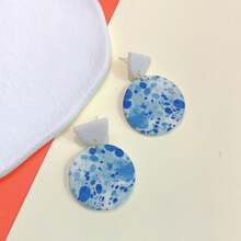 1pc Handmade Ceramic Flower-Shaped Dangle Earrings With Artistic Sense And Color Block For Summer - Flower - View 5