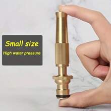 可调式高压洗车水枪，花园浇水喷嘴喷雾器，可调式花园浇水喷雾器，适用于洗车、宠物洗澡和家庭清洁，金色直喷工具