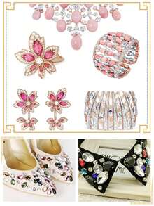 Cz14 Classic Style Triangle Single Claw Glass Rhinestone With Hole Diy Hand Sewing Multicolor Rhinestone Clothing, Bag, Jewelry, Shoes Accessories, Length: 20mm, Height: 19mm - Burgundy - View 3