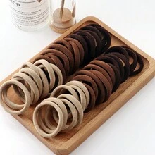 100 件棕色髮帶彈性髮帶裝飾髮飾套裝女孩兒童節日禮物 - 棕色 - 查看 2