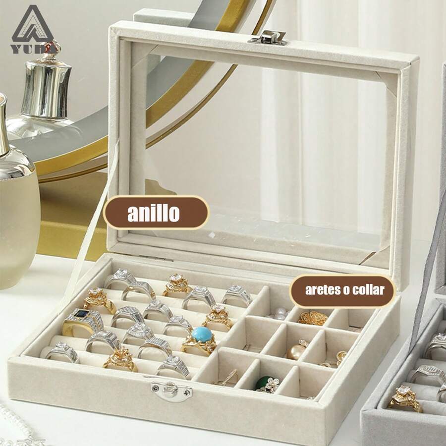 YUDA Jewelry Box, Exquisite And High-End Earring Storage Box, Earrings, Rings, Necklaces And Anti-Rust Jewelry Boxes - Beige - View 1
