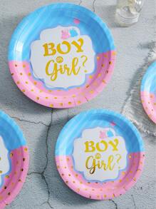 84pcs Gender Reveal Party Supplies Set, Disposable Tableware, 7/9 Inch Disposable Paper Plates, Cups, Napkins - Suitable For Pink And Blue Gender Reveal Decorations Back To School Valentine Day