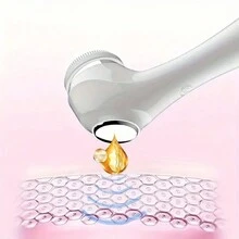 3合1矽膠潔面刷,3種刷頭,可充電多功能清潔按摩洗臉刷,適用於家用 - 白色 - 查看 8