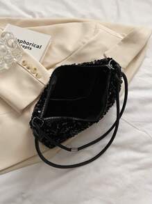 Luxury Sequins Quilted Evening Bag, Elegant Dress Clutch Purse, Women's Handbag For Wedding Party Prom Banquet