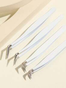 4入組睫毛夾,不鏽鋼精密夾,初學者防刺噴漆睫毛夾,睫毛延伸工具,適用於睫毛延伸 - 白色 - 查看 3