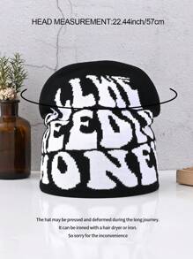 And Personalized Knitted Hat For Couples, Winter Streetwear, Warm And Cold-Proof - Black - View 5