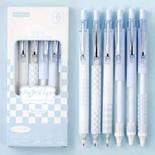 Only Series Gradual Color Students' Press-Push Pen, 0.5mm Writing, Quick Dry And Smooth, Suitable For Exam And Homework, Pack Of 6, Purple - Black - View 1