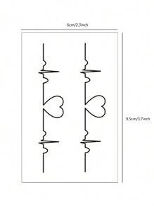 CAT QUEEN ART 1pc Blue Herbal Semi-Permanent Tattoo Sticker With Heart And Ekg Graph Design, Last 7-14 Days Without Color Fading Or Reflecting, For Wrist And Body - Black - View 8