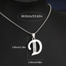 1 Stück Bestseller 26 Englische Buchstaben Halskette, modischer Kristall-Zirkonia Buchstaben Anhänger Halskette, Titan-Stahl Schlüsselbein-Kette für Geburtstag, Feiertag Geschenk, Unisex, Größe 60cm/70cm, großer Buchstaben-Halskette für Herren/Damen/Paare, Alltagsmode