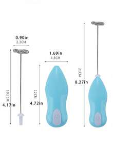 1pc Macaron Color Detachable Portable Milk Frother, Battery Operated - Blue - View 2