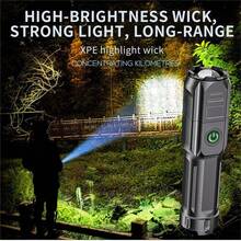 1 PC Outdoor Camping Portable Handheld Highlight Strong Led Torch Flash Light Usb Rechargeable Zoom Flashlight High Lumens Portable Zoomable Tactical Flashlight Waterproof USB Rechargeable Hiking LED Flashlight Torch - Black - View 2